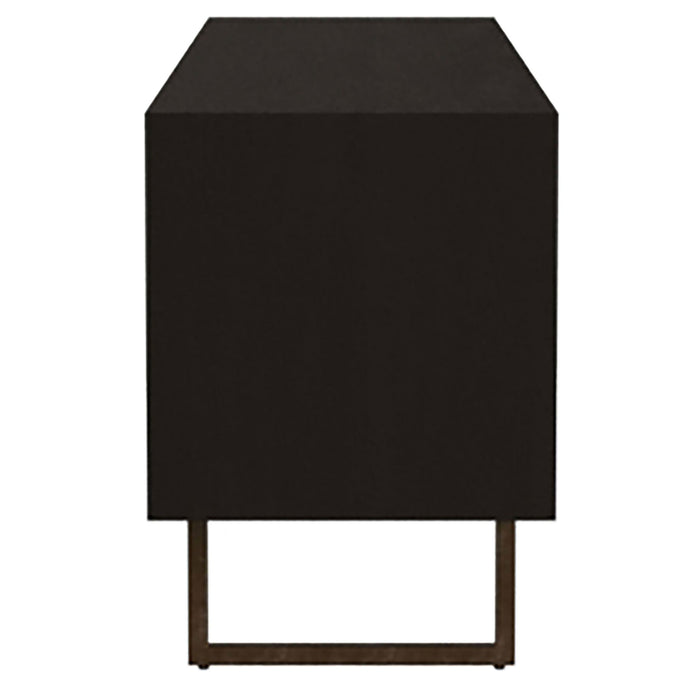 Manaya - 2 Door Stand With Open Shelving And Hidden Storage - Charcoal Black