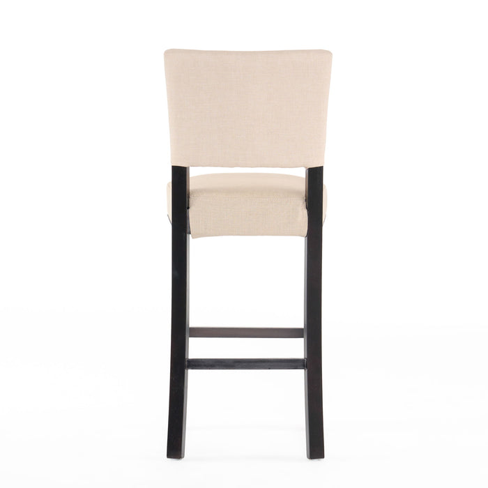 Barstools With Rivet Decoration (Set of 2), Wood Frame, Bar Chairs For Kitchen Island - Beige