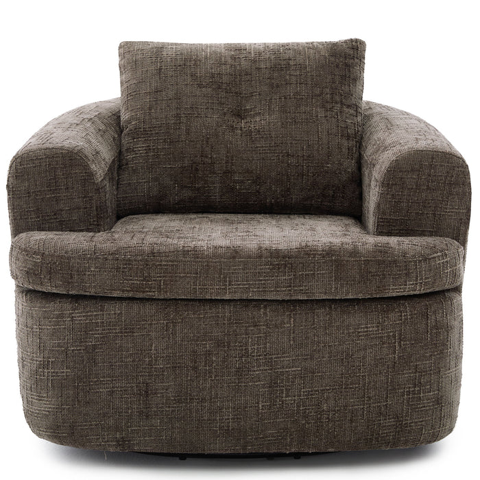 Modern Swivel Barrel Chair With Dual-Layer Cushion