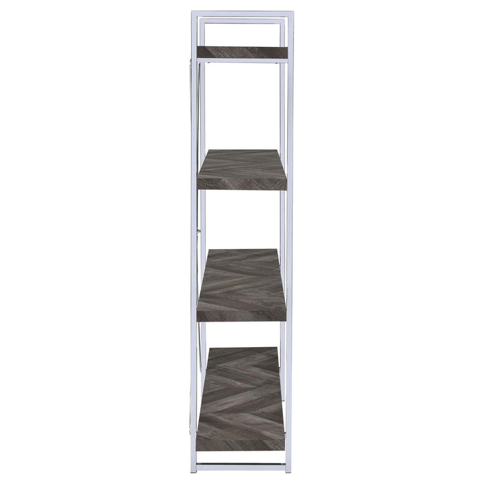 Herringbone - Bookcase With Full Length Shelf - Gray
