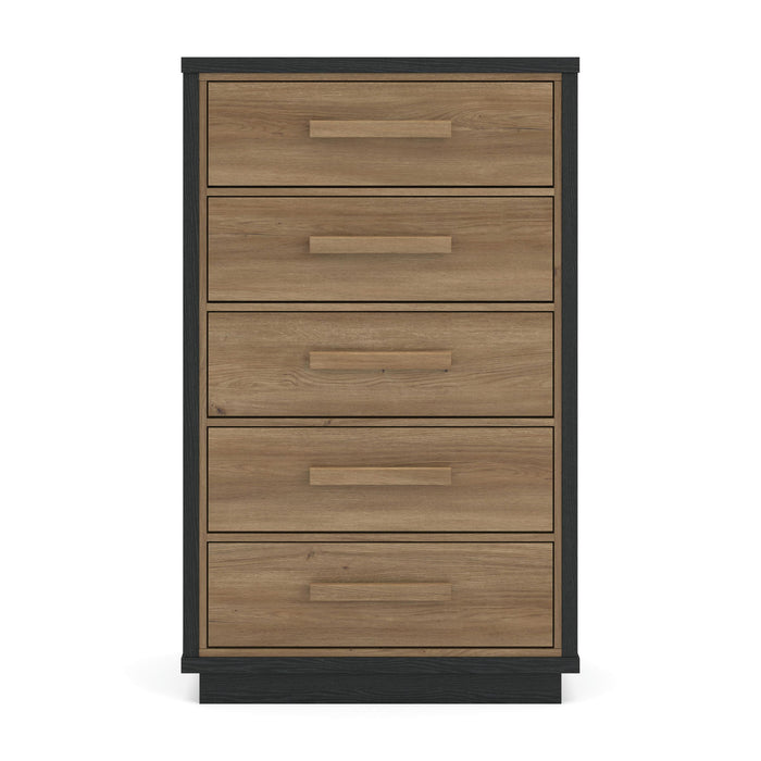 Kozmour - Five Drawer Chest - Black / Brown