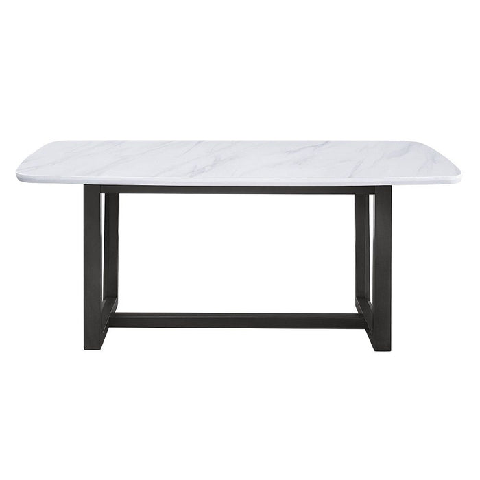 Madan - Dining Table With Marble Top - Marble Top & Weathered Gray