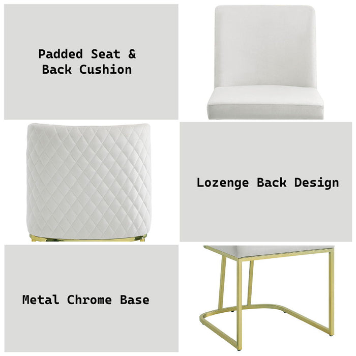 Zazie - Side Chair Set of 2) - White Velvet & Gold