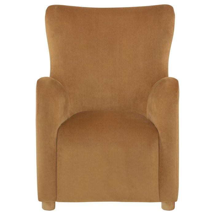 Thornton Velvet Upholstered Wingback Lounge Accent Chair Cognac