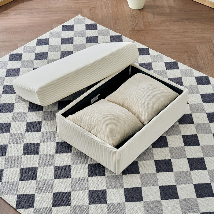 Comfy Corduroy Oversized Chaise Lounge Chair With Ottoman And Storage