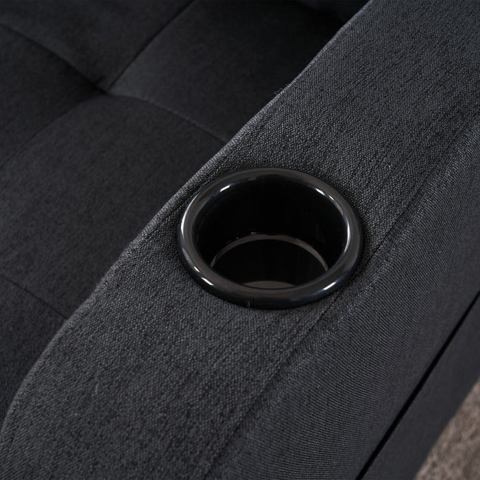 Upholstered Armchair And Storage Ottoman Set, Comfortable Single Sofa With Cup Holders And Tufted Detailing, Ideal For Living Room Or Bedroom