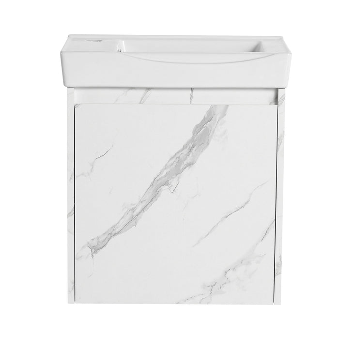 Modern Bathroom Vanity With Ceramic Basin, Wall Mounted Floating Sink Combo, Storage Cabinet