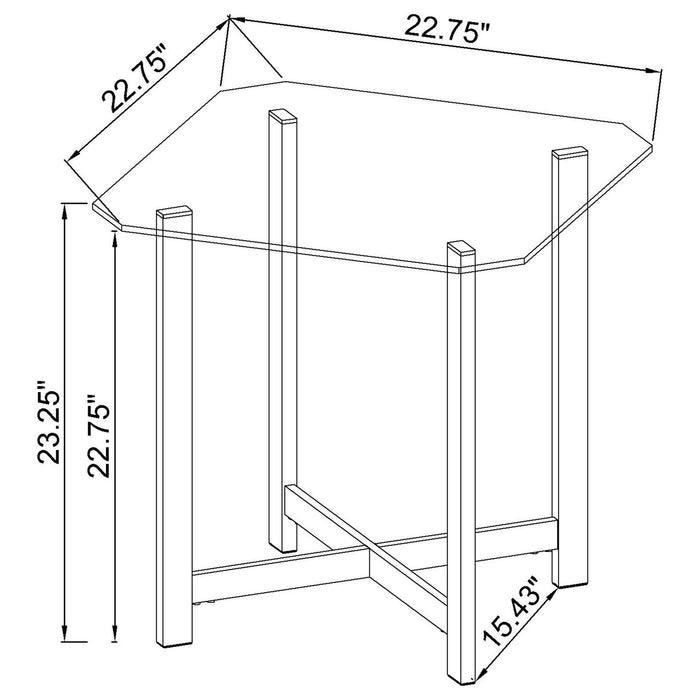 Cronin Square Tempered Glass Top Side End Table Chrome