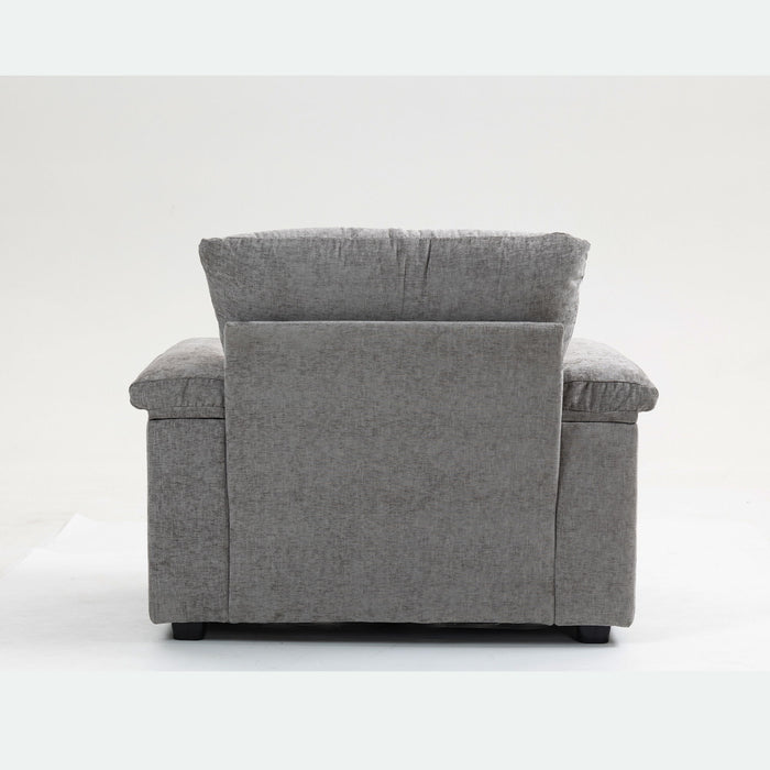 Chenille Fabric Sofa Bed With Cupholders And USB Charging Ports Chair For Living Room