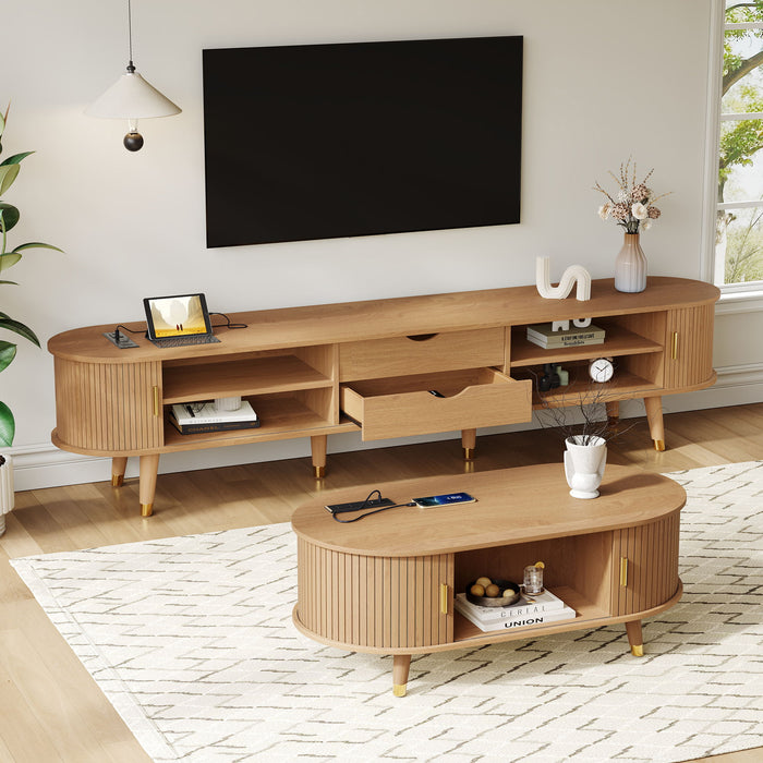 TV Stand & Coffee Table Set With Charging Station