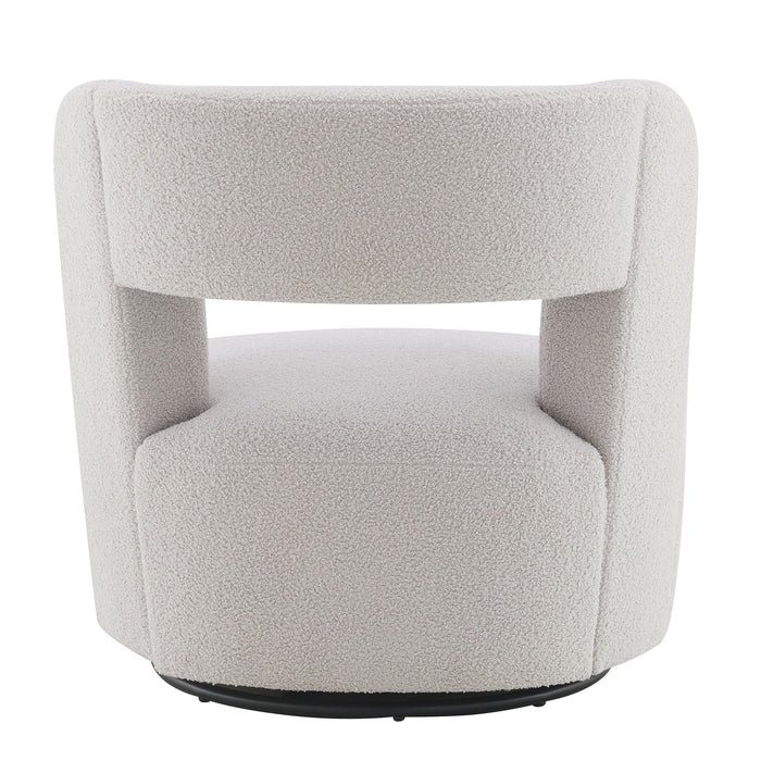 Swivel Comfy Round Barrel Chair With Soft Teddy Fabric For Living Room