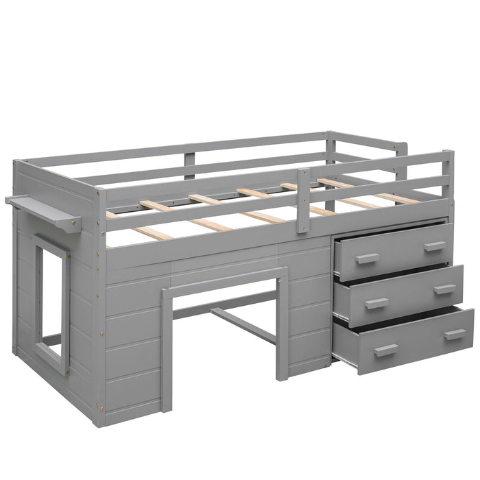 Loft Bed With Cabinet And Shelf