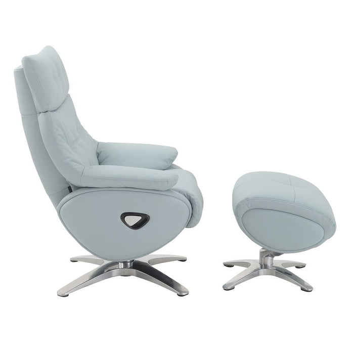 Janella - Motion Accent Chair With Swivel & Ottoman - Babyblue Leather