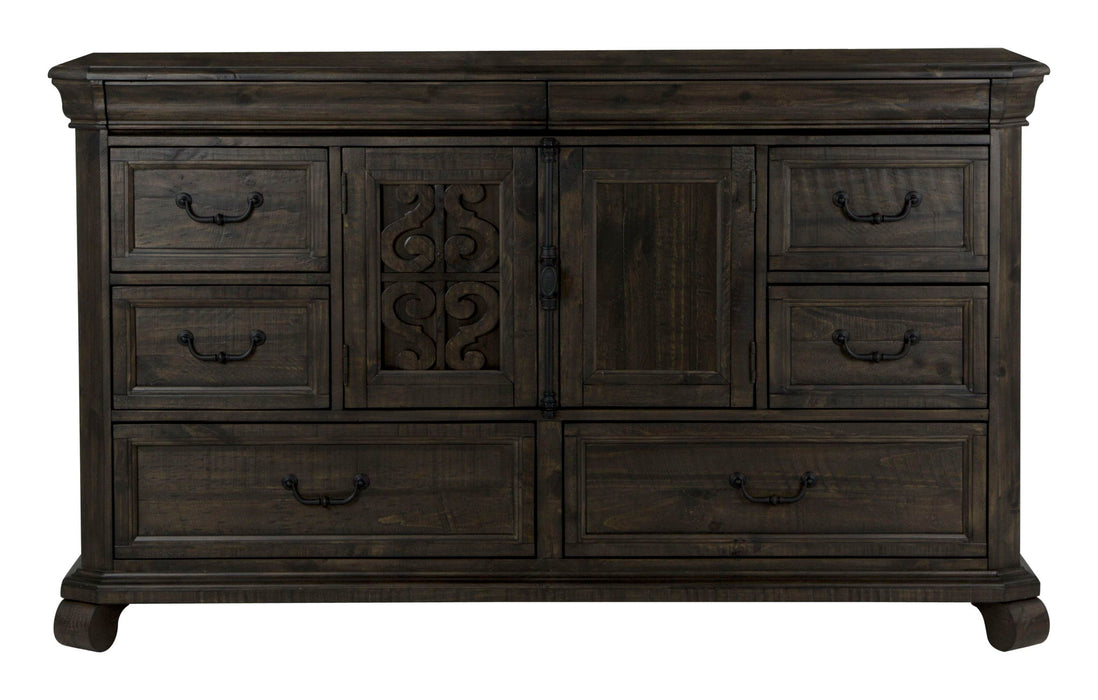 Bellamy - Drawer Dresser With Shaped Mirror - Peppercorn