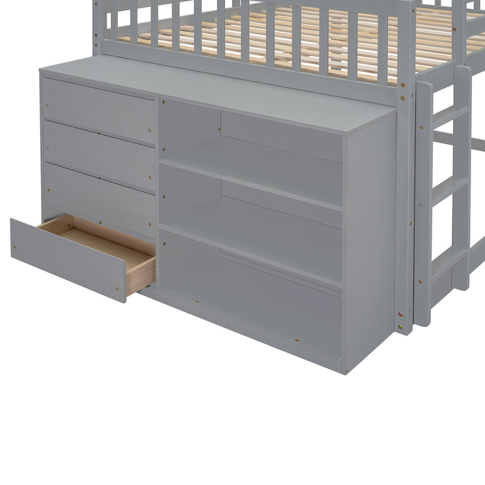 Bunk Bed With 4 Drawers And 3 Shelves