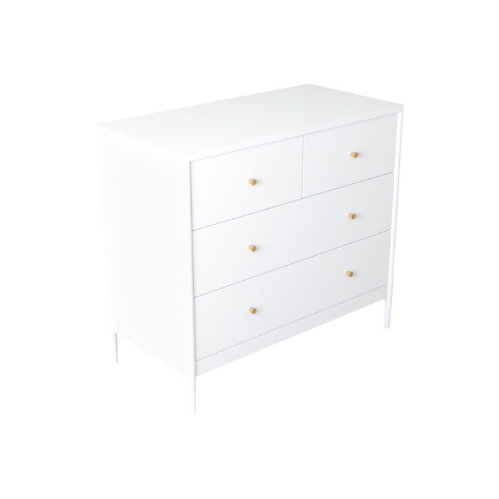 4 Drawer Kids Dresser With Antique Brass Pulls - White