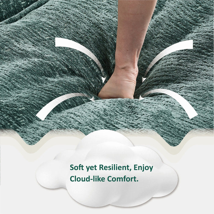 Modern Comfy Chenille L Shaped Sectional Sofa With Movable Ottoman