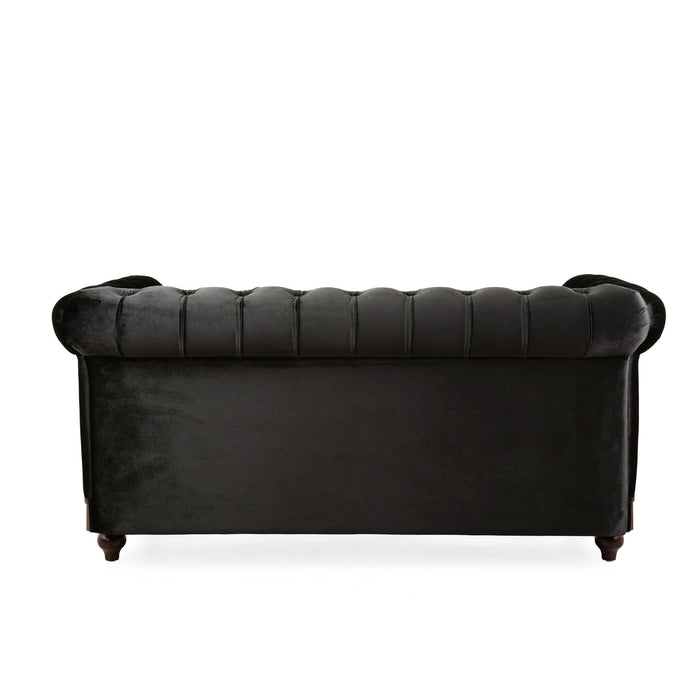 Chesterfield Velvet Loveseat Sofa, 2 Person Rolled Arm Upholstered Couch