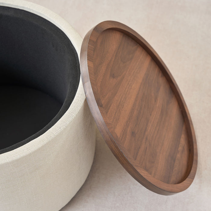 Nesting Ottomans, Round Coffee Table & Bench With Tray (Set of 2)