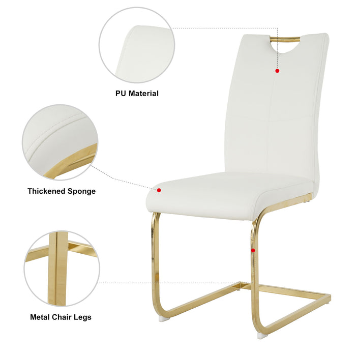 Modern Dining Chairs With Faux Leather Padded Seat Dining Living Room Chairs Upholstered Chair With Gold Metal Legs Design For Kitchen, Living, Bedroom, Dining Room Side Chairs (Set of 4)
