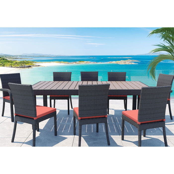 Balcones 9 Piece Outdoor Dining Table Set With 8 Dining Chairs, Brown / Terracotta