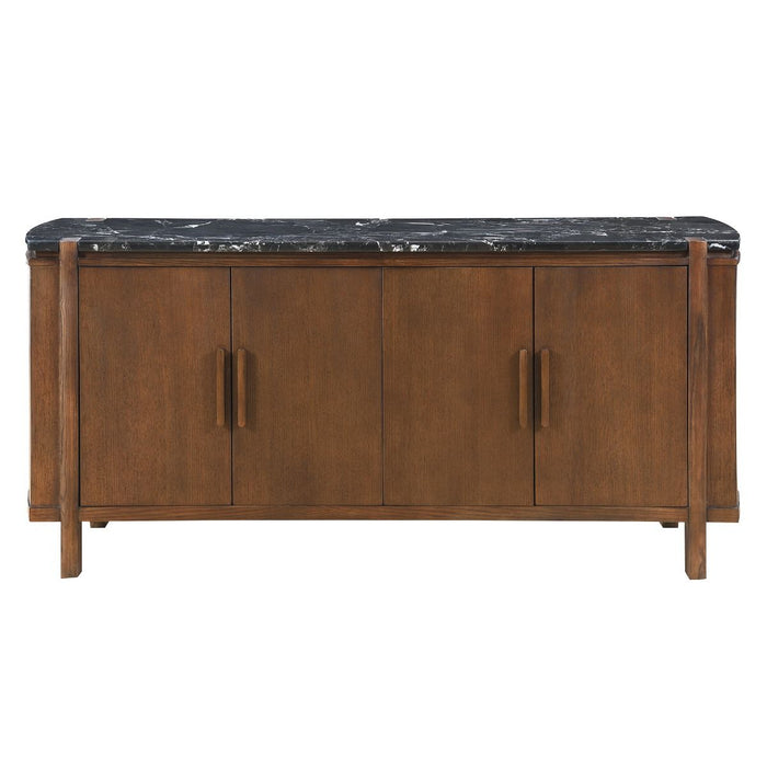 Estella - Server With Marble Top - Black Natural Marble Top & Walnut