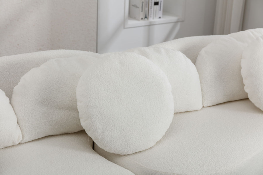 103.9" Modern Living Room Sofa Lamb Velvet Upholstered Couch Furniture For Home Or Office, Beige