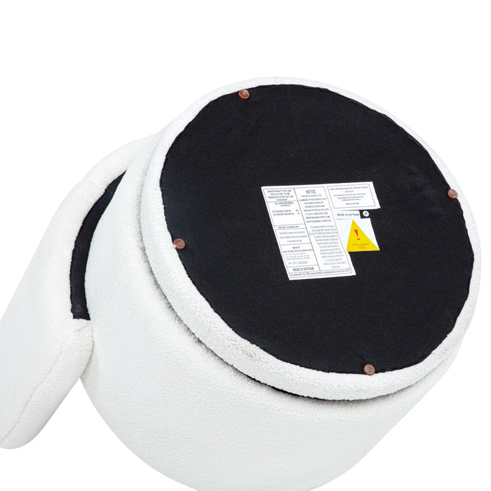 Modern 360 Degree Swivel Back Sofa Chair With Storage Space Boucle, Perfect For Bedroom And Living Room - Beige