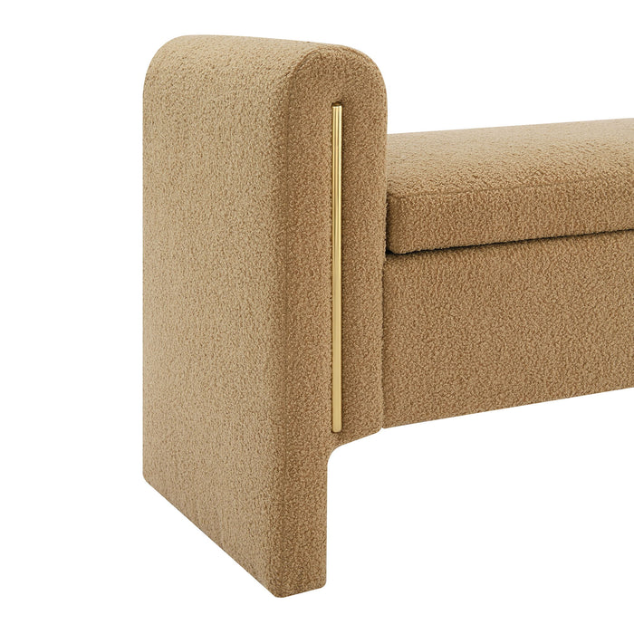 Modern Teddy Upholstered Large Bed End Bench With Arms And Storage