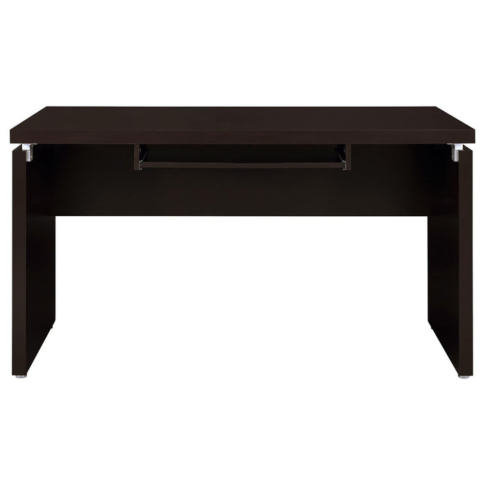 Floating - Top Computer Desk With Pullout Keyboard Shelf - Brown