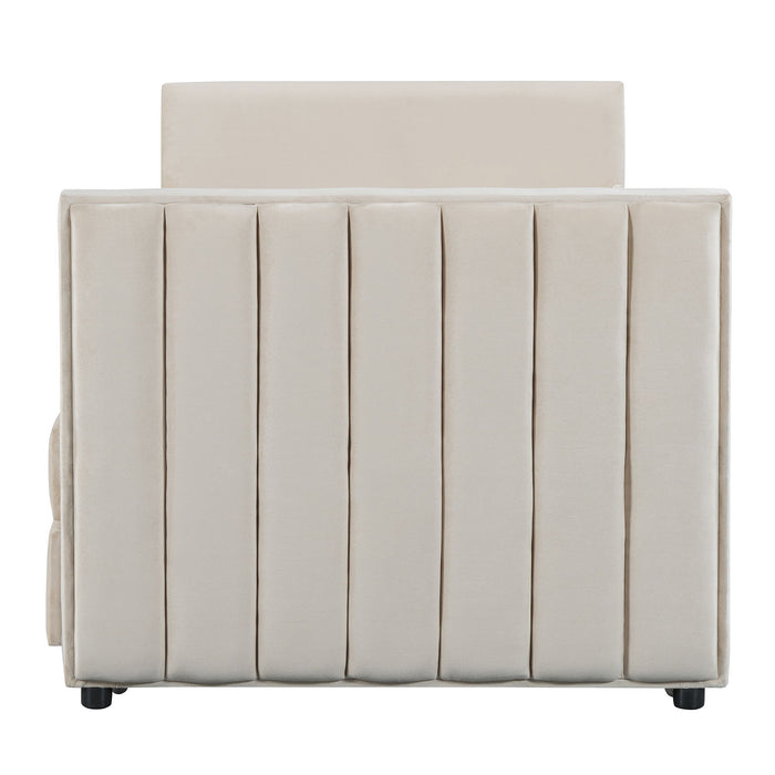 Upholstered Daybed With Trundle And Drawers