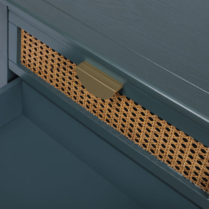 2 Drawer Side Table, Natural Rattan