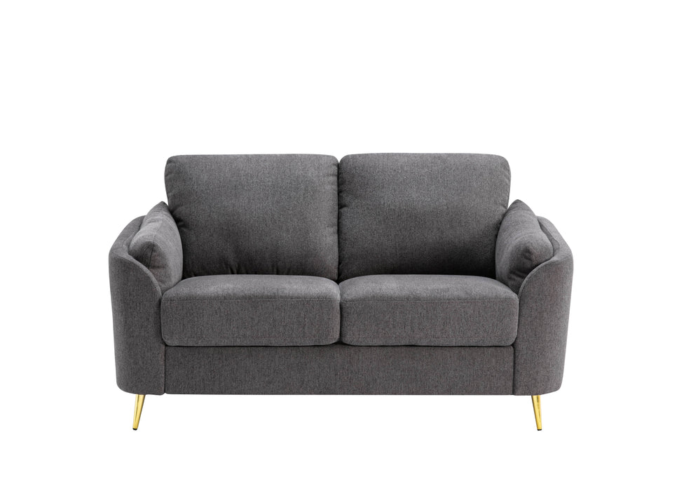 Contemporary 1 Piece Loveseat Dark Gray With Gold Metal Legs Plywood Pocket Springs And Foam Casual Living Room Furniture