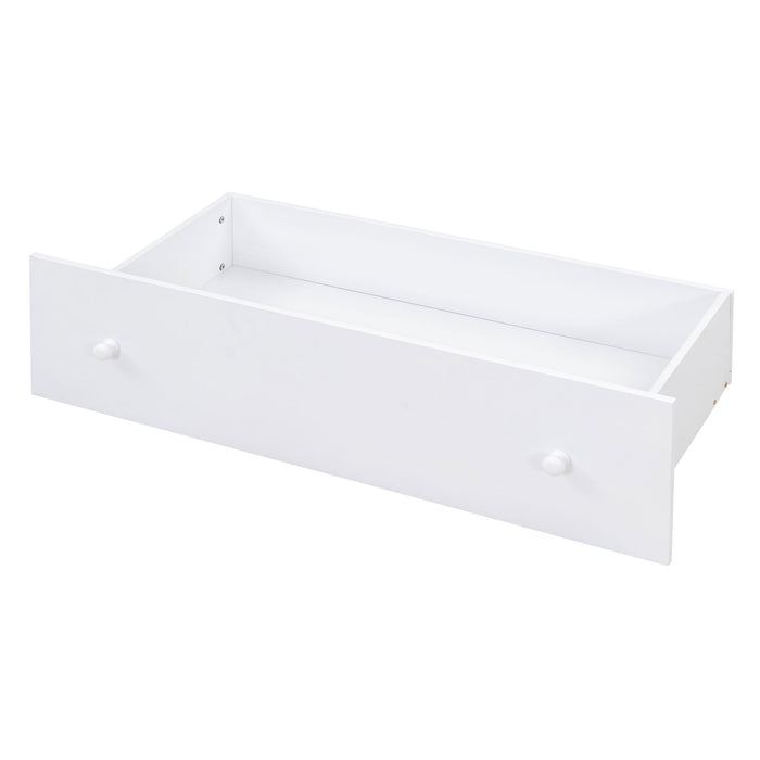 Loft Platform Bed With 7 Drawers And Full Guardrails, Modern L Shaped Space Savin