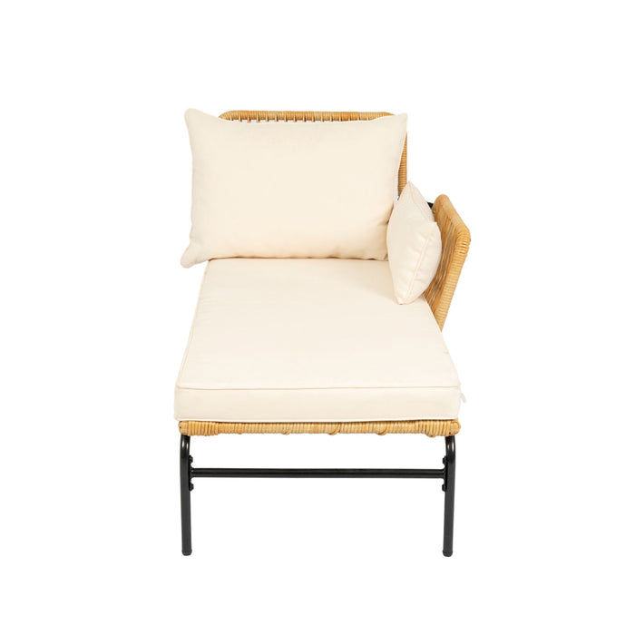 3 Pieces Outdoor Patio Wicker Furniture Sets Table And Chairs With Thick Cushion Outdoor Sofa Set Wicker And Cushion - Natural Yellow / Creme