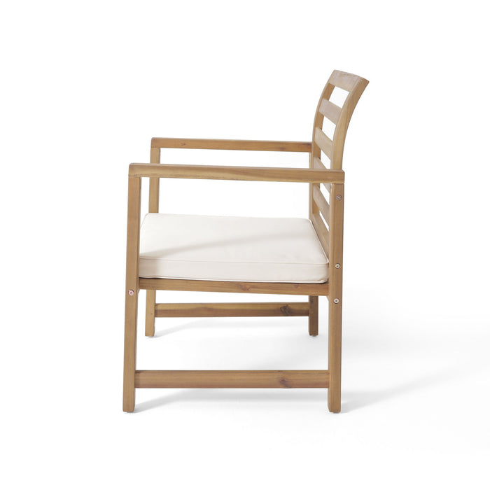 Outdoor Acacia Wood Club Chairs, 2 Pieces Set - Natural Stained / White