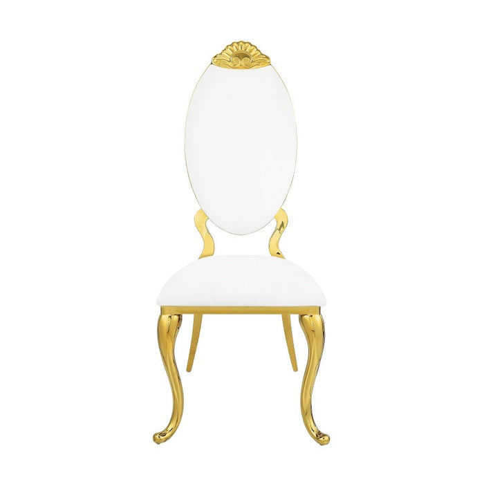 Fallon - Side Chair Set of 2) - White Velvet & Mirrored Gold