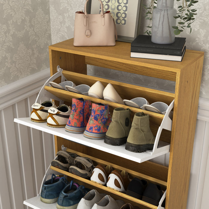 Modern Freestanding Shoe Storage Cabinet With 3 Flip Drawers