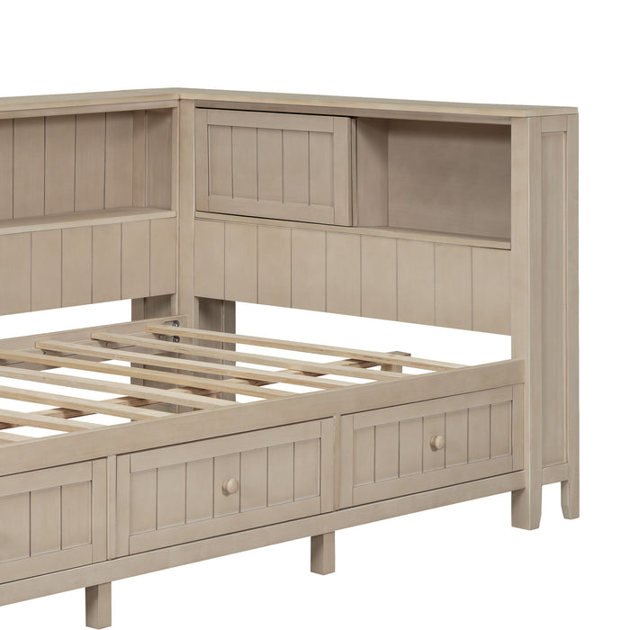 Daybed With Storage Shelves And 3 Drawers