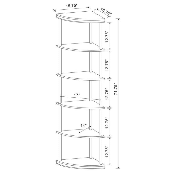 Bonwick - Wood 5-Shelf Corner Bookshelf - Cappuccino