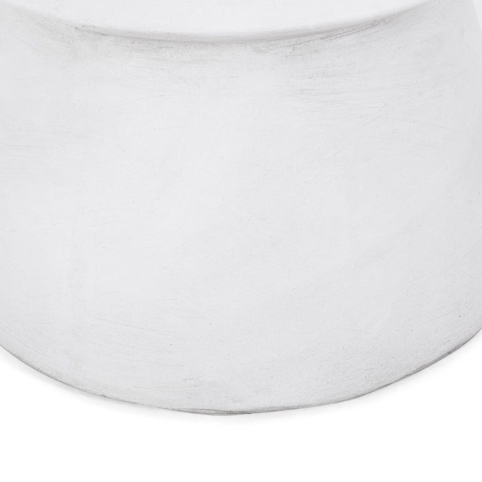 Outdoor Lightweight Concrete End Table With Hourglass Structure - Antique White