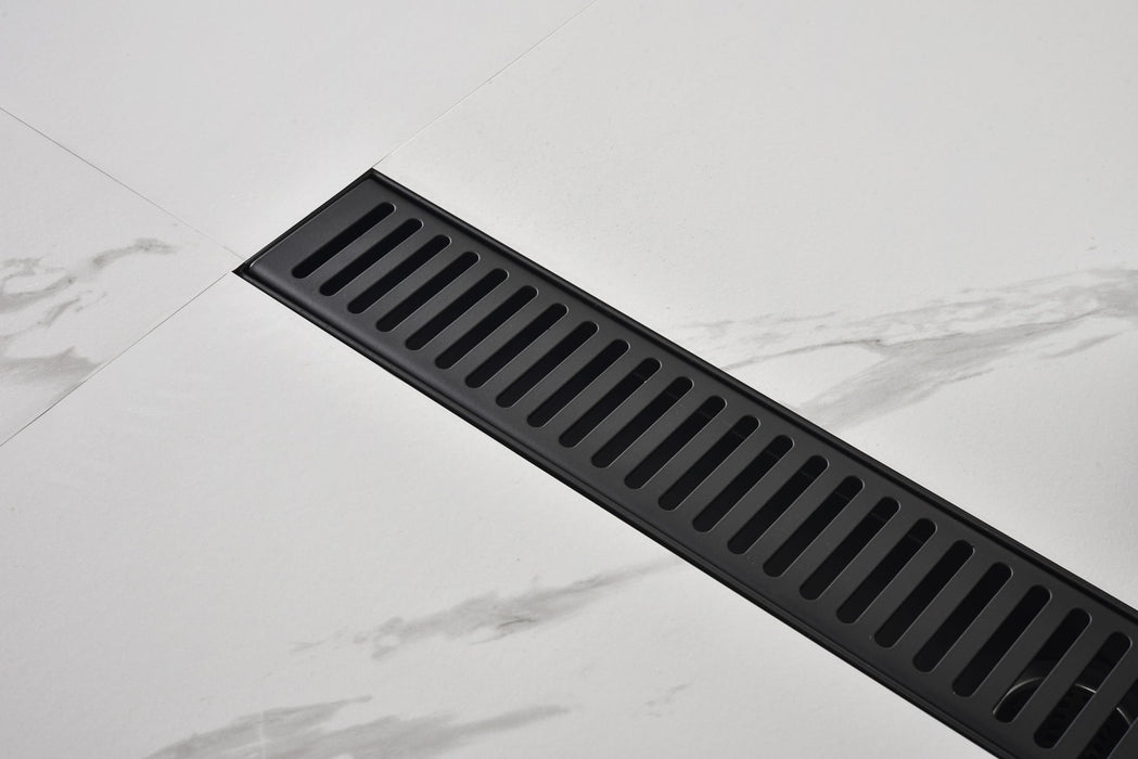 Linear Shower Drain With Removable Quadrato Pattern Grate, Shower Drain Included Hair Strainer