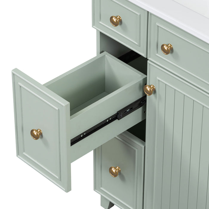 Transitional Style Bathroom Vanity Cabinet With Ceramic Sink