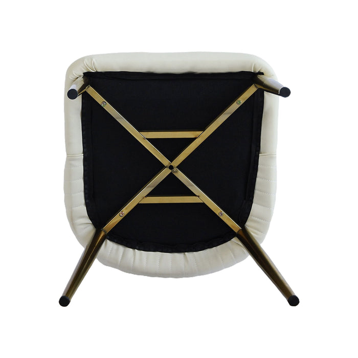 Modern Sponge-Filled Dining Chair, Solid Wood Metal Legs, Suitable For Restaurants, Living Rooms And Rooms (Set of 2) - White