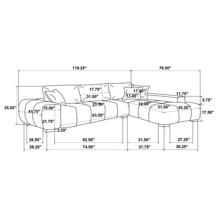Octavia - Fabric Upholstered Sectional Chaise Sofa