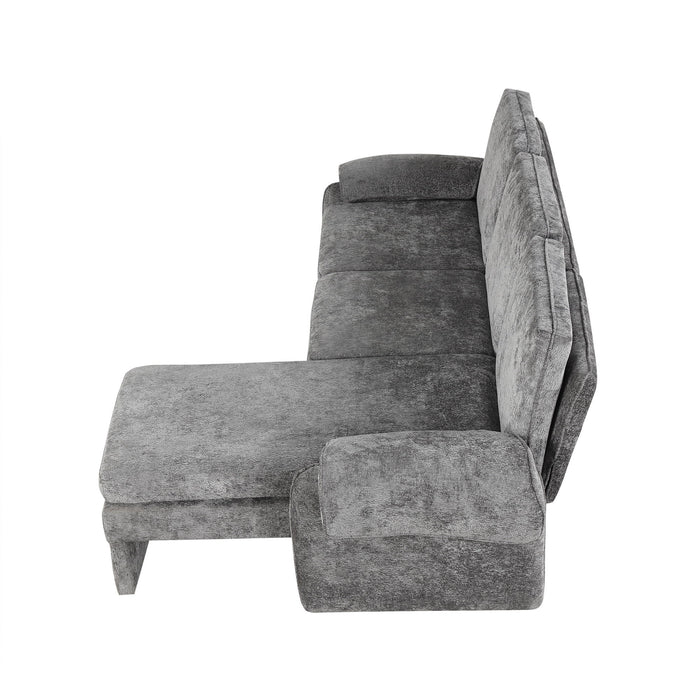 Convertible Futon Sofa Bed With Adjustable Backrest, Reversible Chaise Lounge And 2 Removable Armrest Pillows