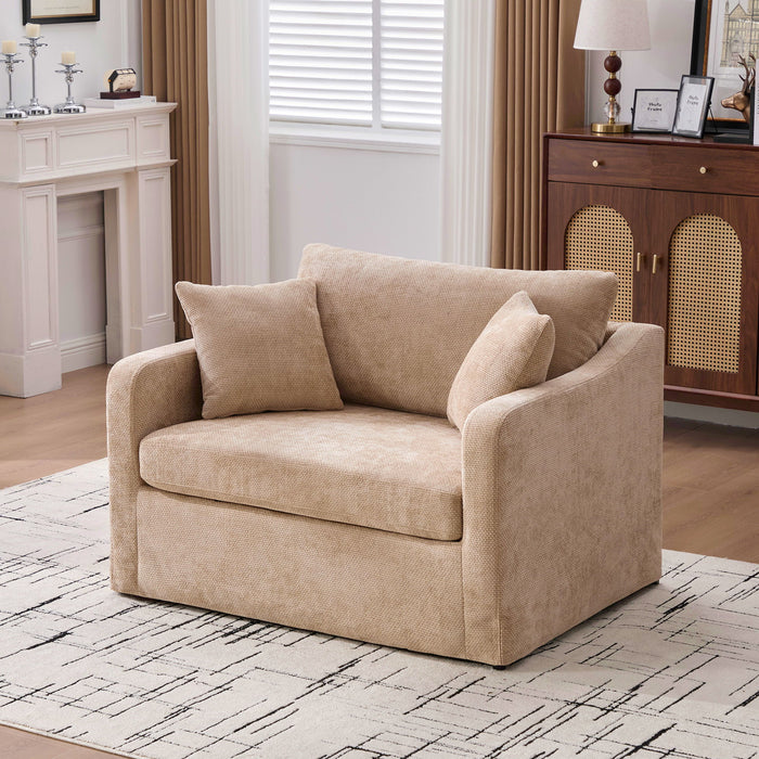 Farmhouse Accent Chair With 2 Bolster Pillows