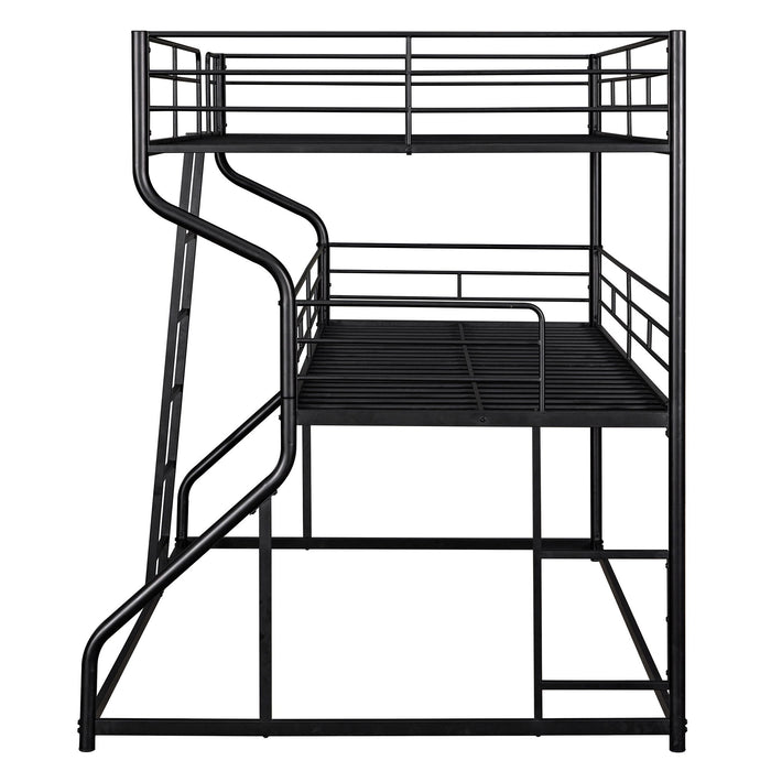 Industrial Triple Bunk Bed With Dual Ladders Frame, Space Saving Design