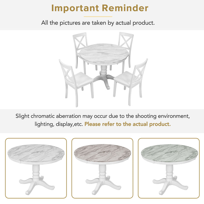 5 Pieces Dining Table And Chairs Set For 4 Persons, Kitchen Room Solid Wood Table With 4 Chairs