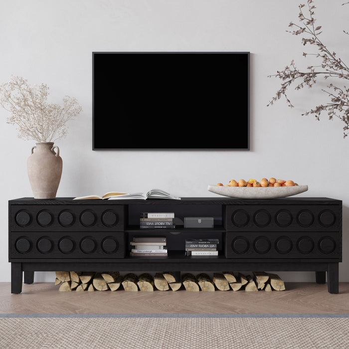 Media Console With 4 Drawers And Cable Management